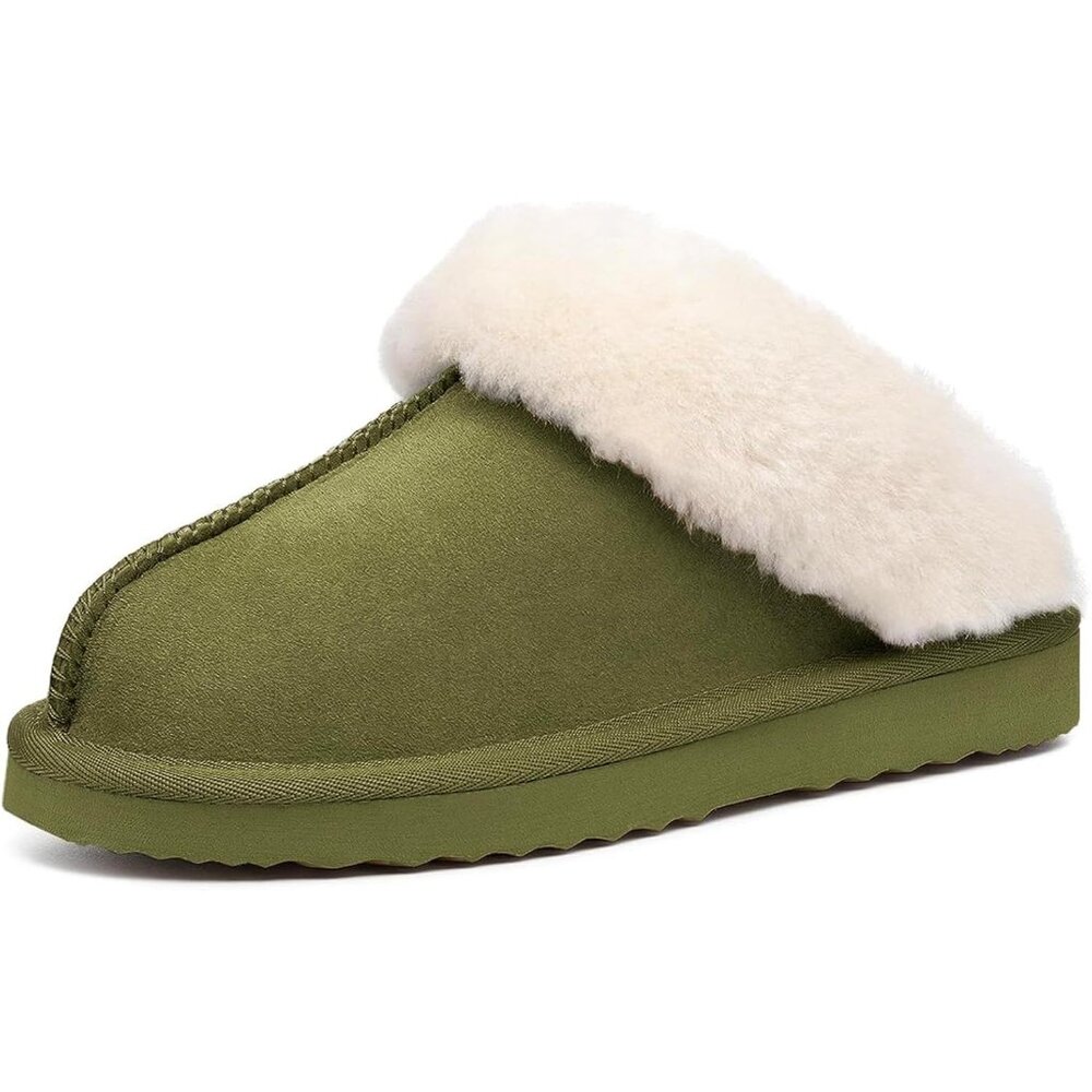 ⚡Women Olive Madge Fuzzy Ethylene Vinyl Acetate Faux Fur Faux Suede Slipper